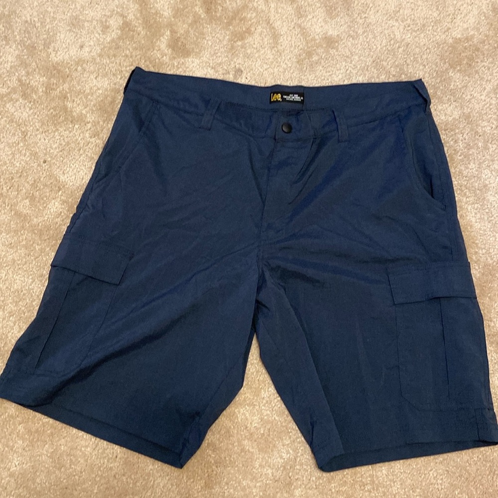 Lee men's Size 40 Dark Blue Cargo Shorts Lightweight Snap Zipper HD Kansas